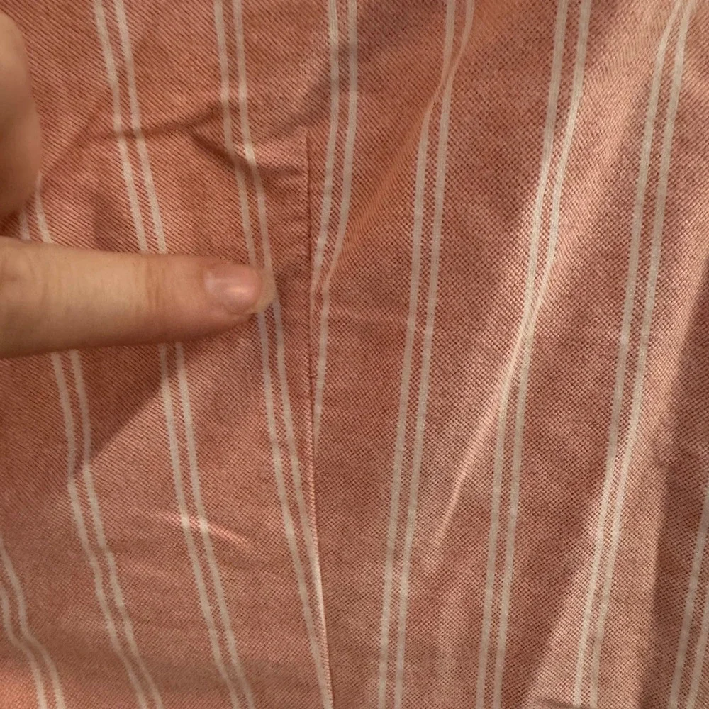 Ralph Lauren Kids Boys Size 12 Peach White Striped Oxford Slim Fit Altered Shirt